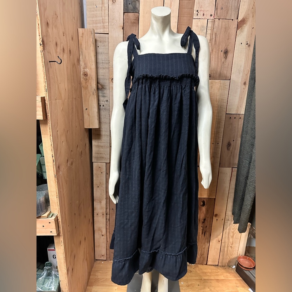 Free people shoulder tie midi dress sz M